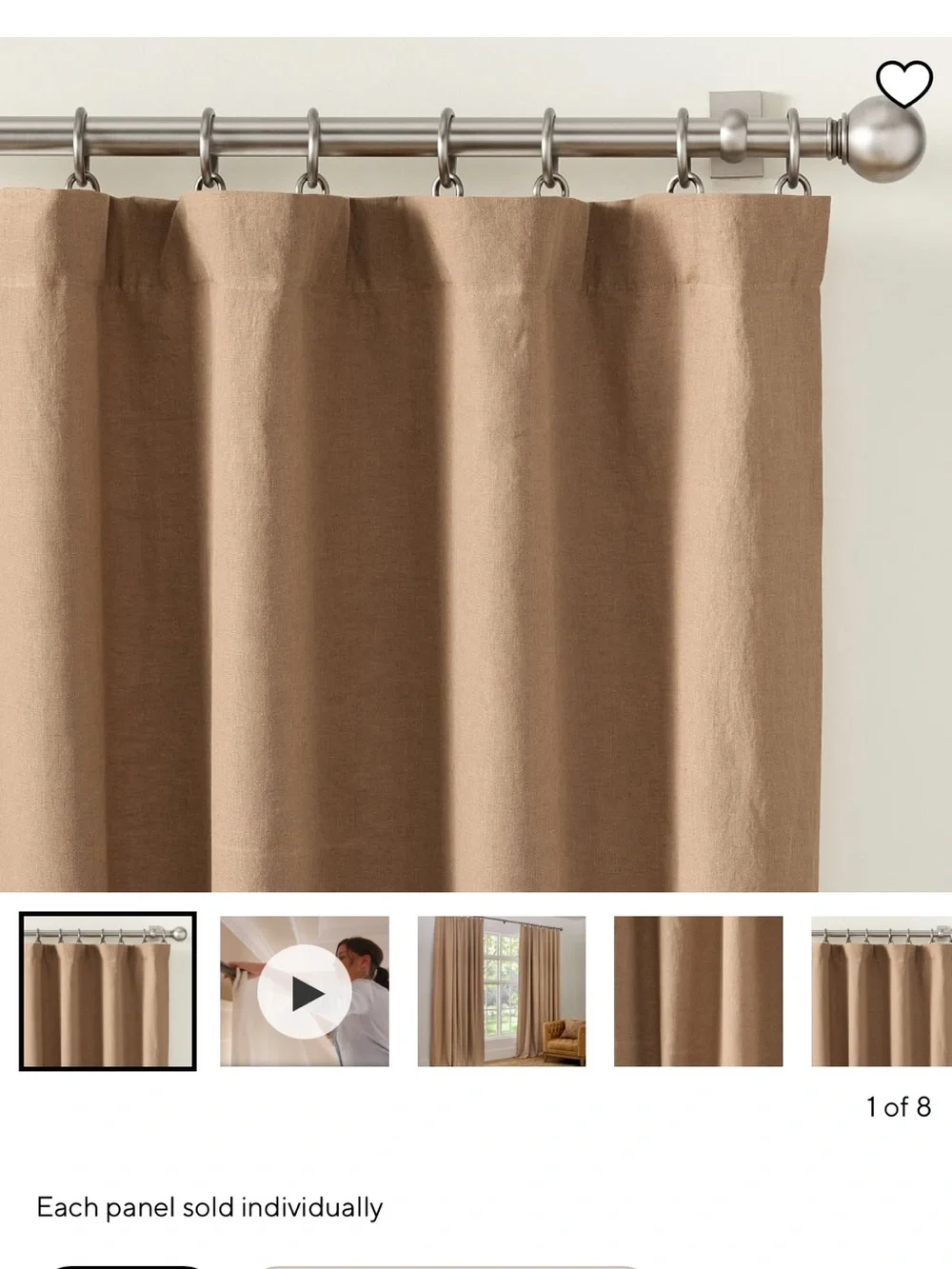 Pottery Barn Belgian Flax Linen Drape 1 Panel 50x108 Bronze